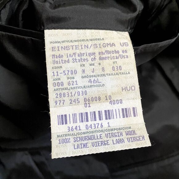 Hugo Boss Einstein Suit‎ Jacket 100% Virgin Wool Black Blazer Size 46L - Picture 5 of 5